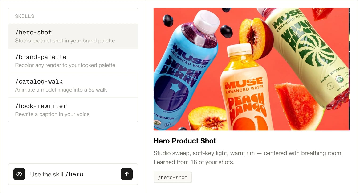 Light learns your style, reusable skills and brand palette