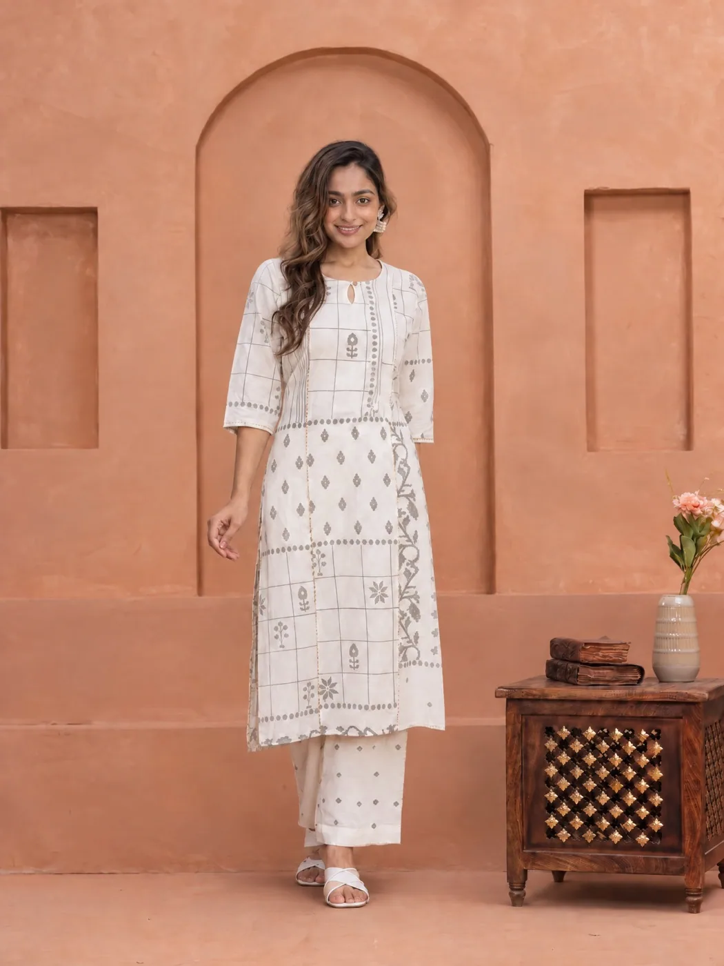White check kurta in the window light