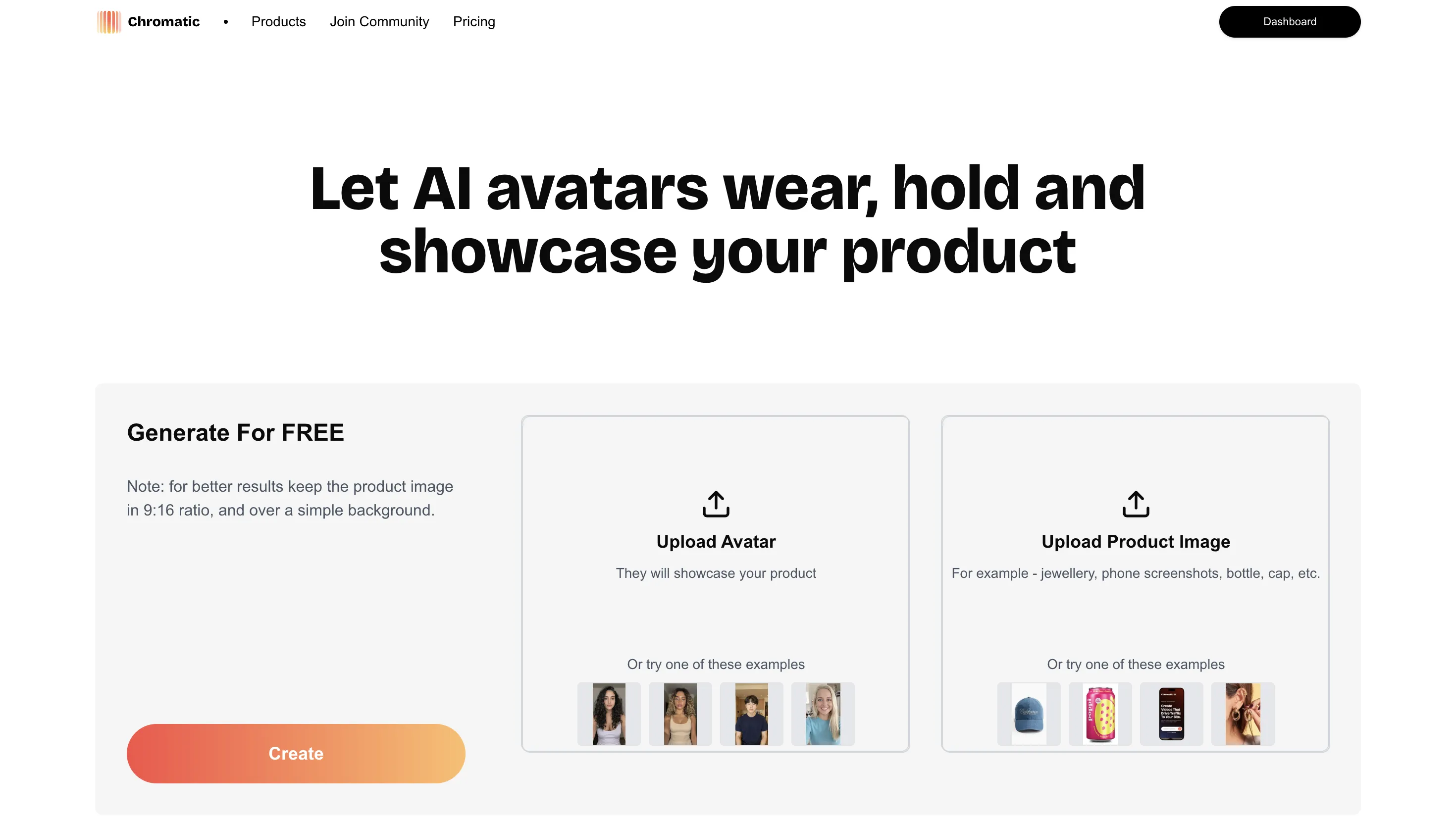 Chromatic Labs AI Avatar Product Hold Interface
