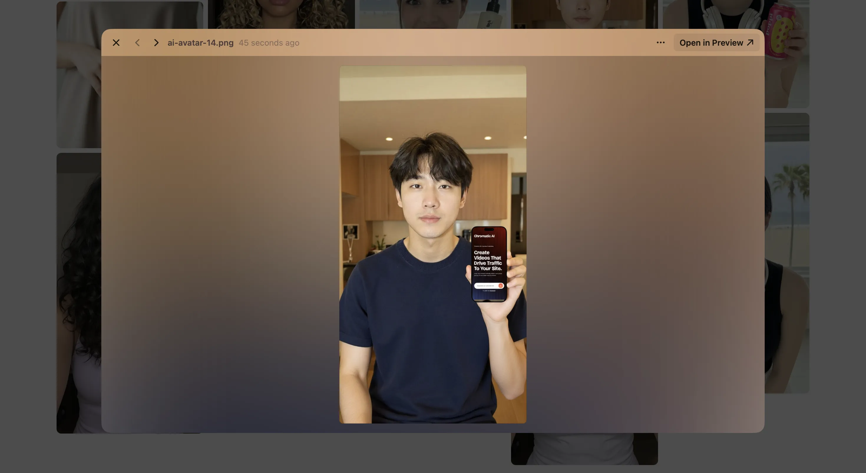 Generated Avatar Holding Product Result