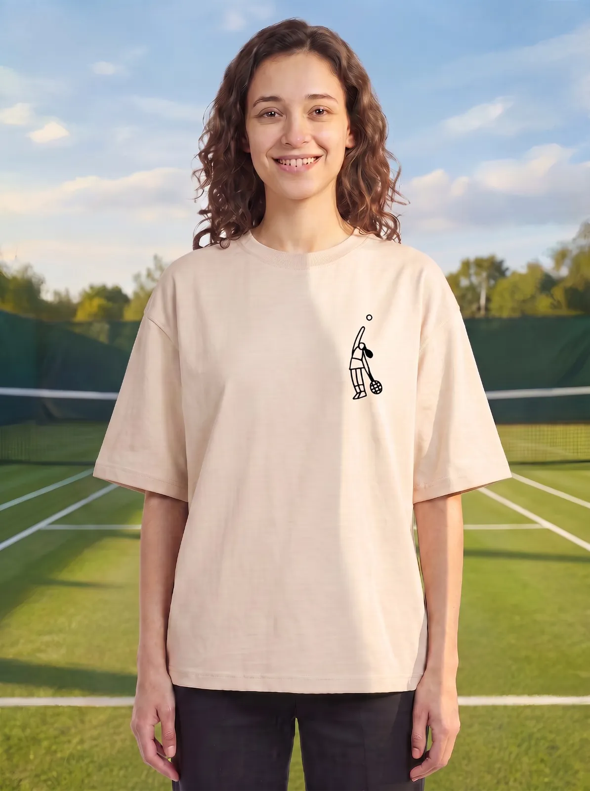 Even front light on a tennis court with no ground shadow