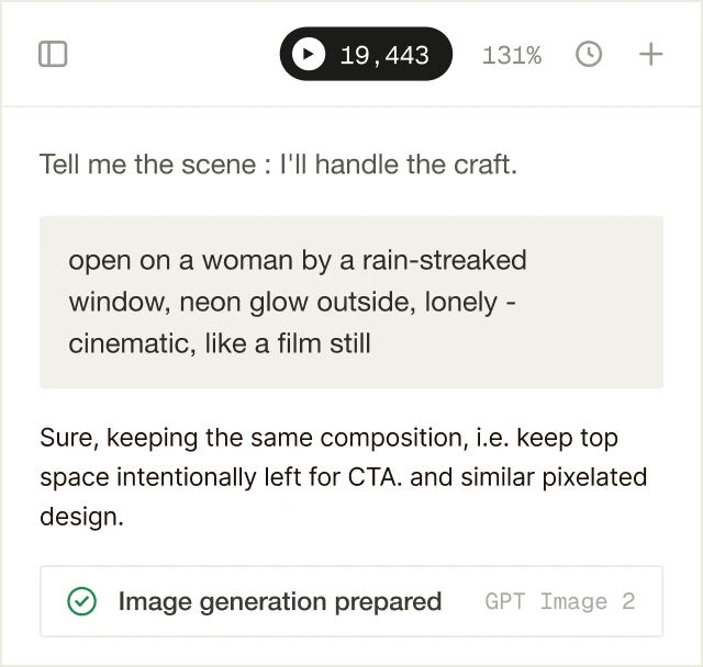 Create by talking to Light — prompt interface with image generation