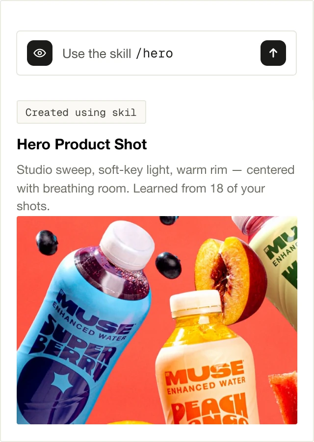 Light learns your style — reusable skills and brand palette